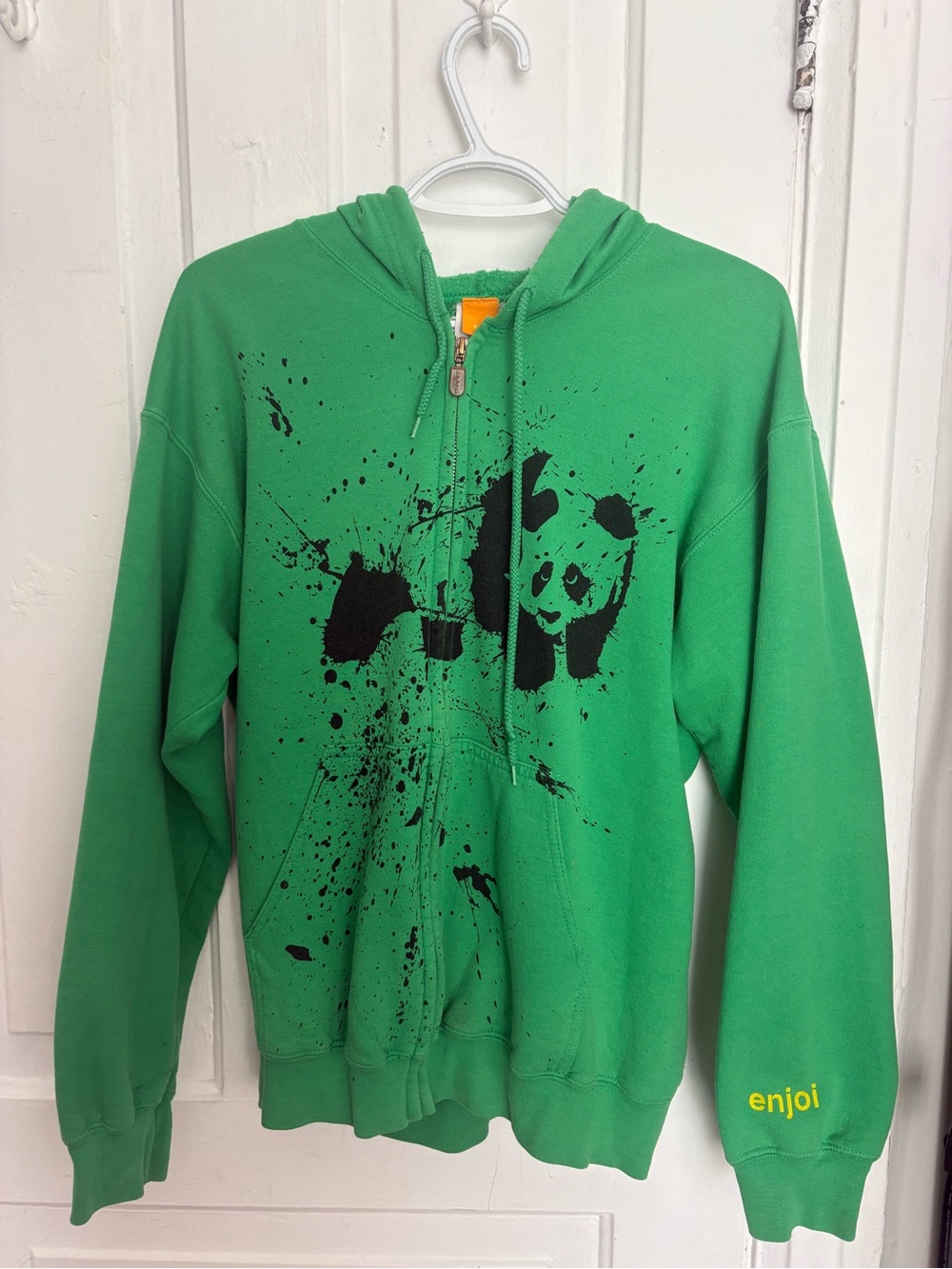 Enjoi Green Zip-Up Hoodie with Panda Graphic